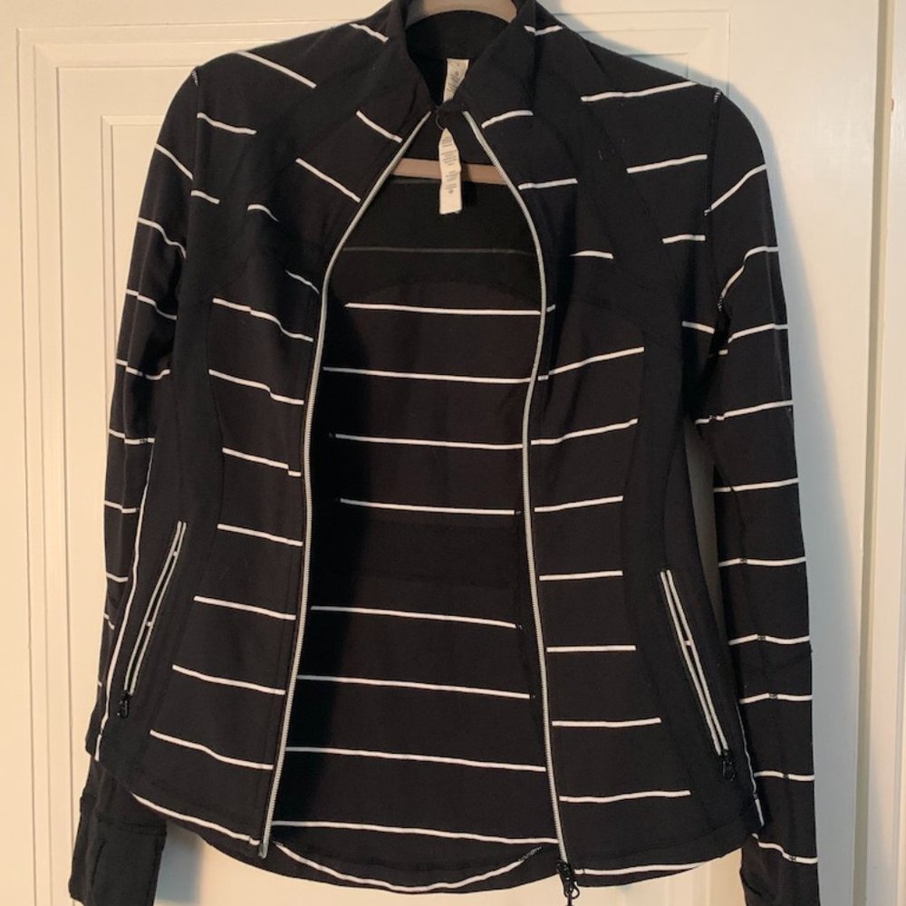 lululemon athletica Black and White Striped Full-Zip Jacket